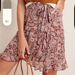 Anthropologie Floral Wrap Skirt